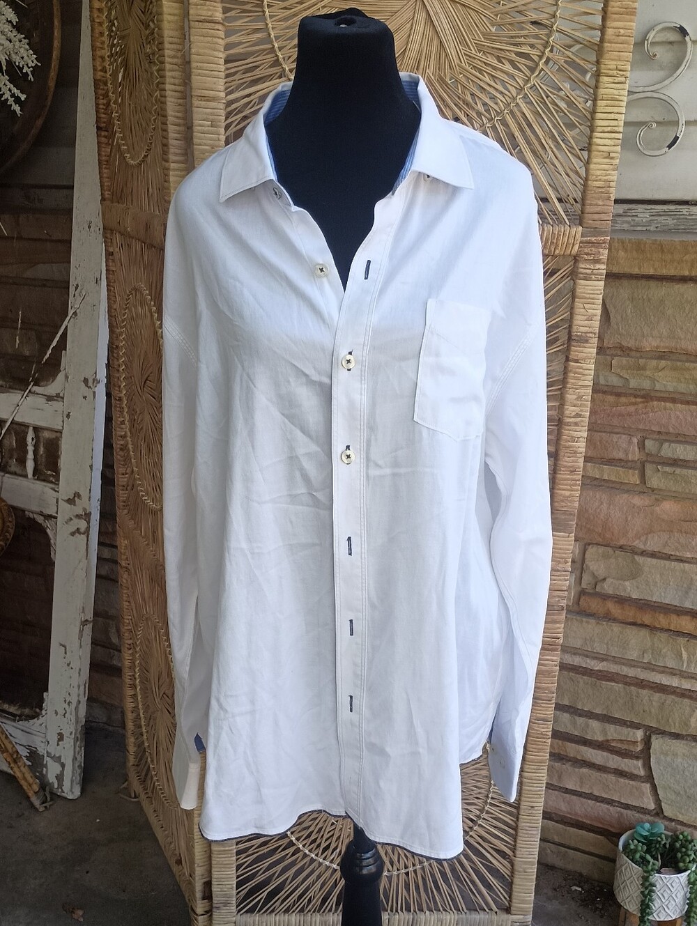 Tommy Bahama Jeans Island Crafted Classic White Men's Button-Down Shirt_XL